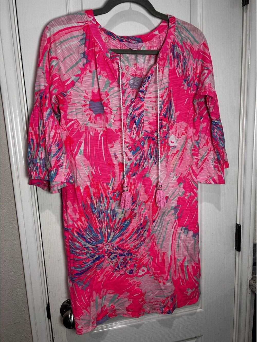 Lilly Pulitzer Del Lago Tunic Dress tassels Never Been Betta Pink Swim Coverup
